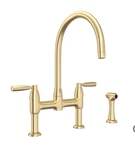 Perrin Rowe Holborn U.4273LS-SEG-2 Bridge Widespread Kitchen Faucet Satin Gold. Fixed Price $1398.00.