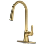 Fropo Brushed Gold Kitchen Faucet, Single Handle. Fixed Price $70.18.