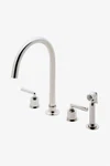Waterworks Henry Gooseneck Lux Kitchen Faucet 3 Hole Lever Handles Side Spray. Fixed Price $1934.99.