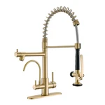 Kitchen Faucet Down Sprayer 3 In 1 Water Filter Brushed Gold Fapully. Fixed Price $259.99.