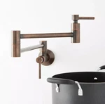 Signature Hardware Modern Retractable Wall-mount Pot Filler Faucet Bronze. Fixed Price $199.99.