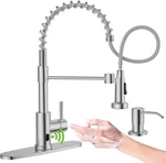 Touchless Kitchen Faucet With Soap Dispenser & Pull Down Sprayer, Brushed Nickel. Fixed Price $97.99.