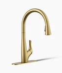 Kohler Bevin R43210-CP Pulldown Kitchen Faucet 2-FUNCTIONSPRAYHEAD Brushed Brass. Fixed Price $113.45.