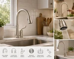 Delta Modern Kitchen Faucet Pull Down Sprayer Brushed Nickel Stainless Steel. Fixed Price $129.00.