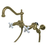 Kingston Brass KS1242PXBS Wall Mount Bridge Kitchen Faucet With Spray. Fixed Price $307.98.