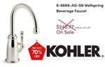Kohler Wellspring Traditional Beverage Faucet Polished Nickel K-6666-AG-SN. Fixed Price $72.25.