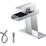 Flg Single-hole Brass Waterfall Bathroom Faucet Polished Chrome W/ Pop-up Drain. Fixed Price $79.99.