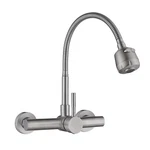 Flwueue Wall Mount Kitchen Sink Faucet With Sprayer 8 Inch Center, Brushed Nick. Fixed Price $90.82.
