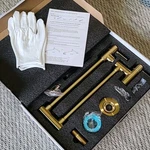 Wowow Wall Mounted Pot Filler Faucet 1.8-GPM Brass Double Handle Swing Arm Gold. Fixed Price $39.95.