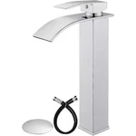 Mttcle Polished Chrome Waterfall Vessel Sink Faucet Single Handle W/ Drain Kit. Fixed Price $28.49.