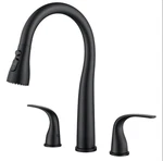 Tioriy Black Kitchen Faucet Hole Pull Down Sprayer 2HANDLE High Arc T3005B. Fixed Price $59.98.
