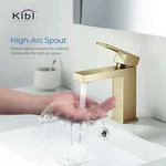 Kibi Single Hole Mirage Handle Bathroom Vanity Sink Faucet Brushed Gold. Fixed Price $99.99.