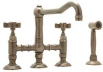 Rohl 117844 Country Kitchen Two Handle Widespread Bridge Faucet With Cross. Fixed Price $1311.00.