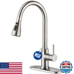 Crea Pull Down Kitchen Faucet Sprayer, Brushed Nickel, 3 Modes, Rv, Stainless. Fixed Price $67.06.