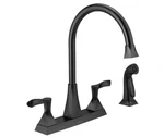 Delta Everly Double Handle Kitchen Faucet With Sprayer In Matte Black 21741LF-BL. Fixed Price $89.00.