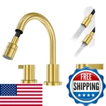 Phiestina Pull Down Sprayer Brushed Gold 8 Inch Bathroom Sink Faucet 2 Handles. Fixed Price $74.70.