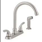 Glacier Bay Builders 2-HANDLE Standard Kitchen Faucet W/ Sprayer Stainless Steel. Fixed Price $49.99.