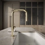 Kohler Touchless French Gold Finish Kitchen Faucet Metal Model K-28271-RT2-AF. Fixed Price $875.00.