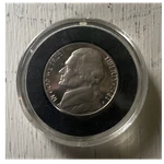 1981 Us Jefferson Nickel 5C Proof Copper Monticello Reverse Coin Round Holder. Fixed Price $5.00.