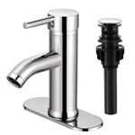 Aklfgn Single Handle Bathroom Sink Faucet Chrome W/ Deck Plate & Drain. Fixed Price $24.99.