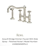 Rohl A1458XMWSPN-2 Kitchen Faucet Polished Nickel. Fixed Price $975.00.