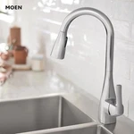 Moen Kiran Chrome One-handle High Arc Pulldown Kitchen Faucet With Power Clean. Fixed Price $125.00.