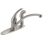 Delta Foundations Kitchen Faucet W/ Spray Stainless-certified Refurbished. Fixed Price $52.76.