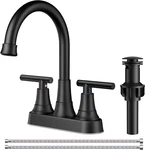 Matte Black Bathroom Faucets 3 Hole, Centerset For Sink With Pop. Fixed Price $46.72.