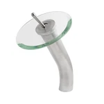 Novatto GF-001BN-C Falls Single Lever Waterfall Vessel Faucet, Clear Glass. Fixed Price $234.61.