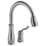 Delta Leland 1H Pull-down Kitchen Faucet Arctic Stainless-certified Refurbished. Fixed Price $234.46.