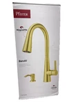 Pfister Barulli Pull-down Kitchen Faucet Brushed Gold W/ Deckplate & Soap. Fixed Price $71.99.