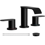 Homevacious Matte Black Waterfall Bathroom Faucet For Sink 3 Hole 8 Inch Widespr. Fixed Price $62.48.