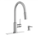 Glacier Bay Paulina Pull-down Sprayer Kitchen Faucet & Dispenser Stainless Steel. Fixed Price $48.95.
