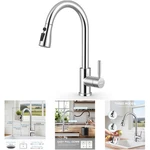 Polished Chrome 304 Stainless Steel Kitchen Faucet 1 Hole Pull Down Sprayer. Fixed Price $120.69.