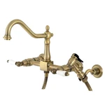 Kingston Brass KS1243PLBS Wall Mount Bridge Kitchen Faucet With Spray. Fixed Price $263.18.
