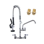 Commercial Kitchen Faucet Wall Mount With Pre-rinse Sprayer 8 Inch Center Wal.... Fixed Price $193.66.