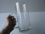 Vtg 9"IN Tall Round Clear Glass Pitcher Bar Table Kitchen Simple Spout Lg Handle. Fixed Price $99.94.