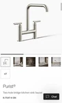 Kohler K-7547-4-SN Two Hole Bridge Kitchen Faucet In Polished Nickel. Fixed Price $625.00.