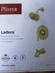Pfister Ladera Single Handle 3-SPRAY Tub & Shower Faucet 1.8 Gpm Brushed Gold. Fixed Price $109.00.