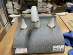 Kohler K-310-4M-PW Finial Traditional Widespread Faucet, White And Brass. Fixed Price $499.99.