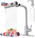 Kitchen Faucet Stainless Steel Sink Tap Single Handle Pull Out & Down Sprayer. Fixed Price $40.22.
