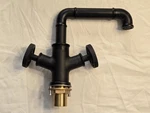 Kunmai Industrial Pipe Bathroom Vessel Sink Faucet Matte Black, 1-HOLE 2-HANDLE. Fixed Price $85.00.