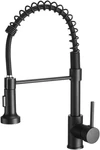 Modern Single Handle Spring Kitchen Faucet With Pull Down Sprayer, Matte Black. Fixed Price $67.14.
