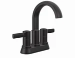 Kohler Matte Black 4IN Centerset Mid Arc 2-HANDLE Lever Bathroom Faucet. Fixed Price $90.00.