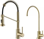 Bolden Pull-down Kitchen Faucet & Purita Water Filter In Antique Champagne Bronz. Fixed Price $699.99.