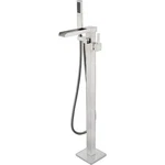 Lexora Home Cascata Free Standing Bathtub Faucet With Showerwand Nickel. Fixed Price $671.00.