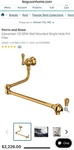 Perrin Rowe U.4799LS-ULB-2 Edwardian Wall Mounted Pot Filler Unlacquered Brass. Fixed Price $1400.00.