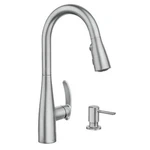 Moen Reyes Kitchen Faucet Spot Resist Stainless High Arc Pull Handle 87932SRS. Fixed Price $139.00.