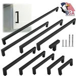Matte Black Square Modern Cabinet Handles Pulls Kitchen Drawer Stainless Steel. Fixed Price $213.50.