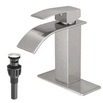 Waterfall Bathroom Faucets Brushed Nickel Modern Single Handle Sink Fo.... Fixed Price $33.53.